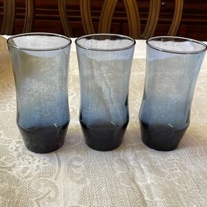 Vintage ca 1970’ Libbey Apollo Dusky Blue 6” Drinking Glasses set of 3